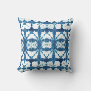 Shibori Indigo Blaues Tie Dye Abstract Kissen