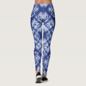 Shibori Indigo Blue Gefärbte Krawatte Abstrakte Dr Leggings (Rückseite)