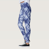 Shibori Indigo Blue Gefärbte Krawatte Abstrakte Dr Leggings (Links)