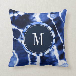 Shibori Indigo Blue Gefärbte Krawatte Wasserfarbm Kissen