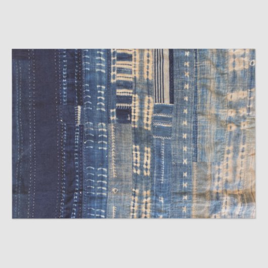 Shibori-Indigo-Mundtuch Seidenpapier (Vorderseite)