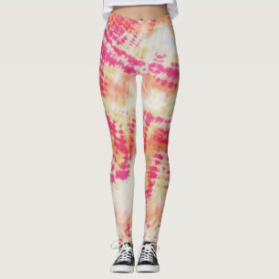 Shibori Pink Orange Gefärbte Krawatte Leggings