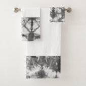Shibori Schwarz-Weiß-Gefärbte Krawatte Muster Bade Badhandtuch Set (Insitu)