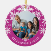 Shibori Snowflakes Gefärbte Krawatte Magenta Foto Keramik Ornament (Vorne)