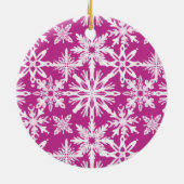 Shibori Snowflakes Gefärbte Krawatte Magenta Foto Keramik Ornament (Hinten)