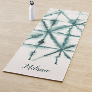 Shibori Style Modern Watercolor Smaragd Green Yogamatte