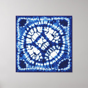 Shibori Tie Dye Südsee Indigo Batik Leinwanddruck