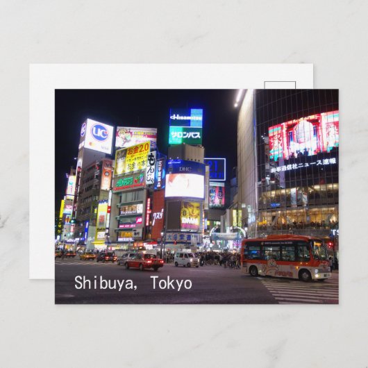 Shibuya City Lights Night in Tokio Japan Postkarte (Vorne/Hinten)