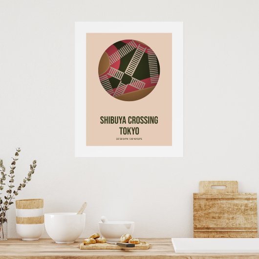 Shibuya Crossing, Tokio Japan Travel Wall Art Poster (Küche)