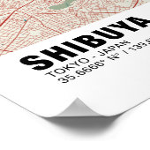 Shibuya Map Poster - Tokio Stilvolle farbenfrohe K (Ecke)