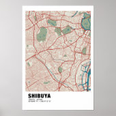 Shibuya Map Poster - Tokio Stilvolle farbenfrohe K (Vorne)
