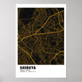 Shibuya Map Poster - Tokyo Black and Golden Map (Vorne)