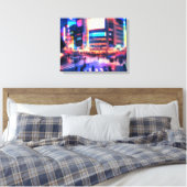 "Shibuya Nights: Beleuchtete Crossing Canvas Print Leinwanddruck (Insitu (Schlafzimmer))