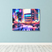 "Shibuya Nights: Beleuchtete Crossing Canvas Print Leinwanddruck (Insitu (Holzboden))