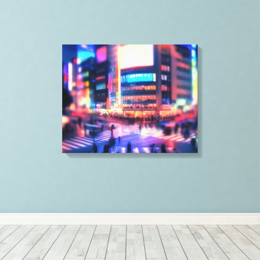 "Shibuya Nights: Beleuchtete Crossing Canvas Print Leinwanddruck (Insitu (Holzboden))