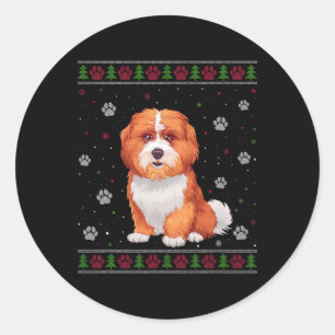 Shichon Christmas Sweater Xmas Haustier Hund Liebe Runder Aufkleber