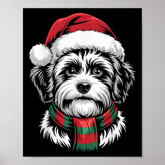 Shichon Dog Xmas Weihnachtsmannmütze Scarf Weihnac Poster (Vorne)