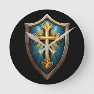 Shield of Faith Christian Believer Runde Wanduhr