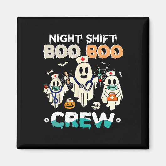 Shift Boo Boo Crew Nurse Ghost Halloween Nurses Rn Magnet (Vorne)