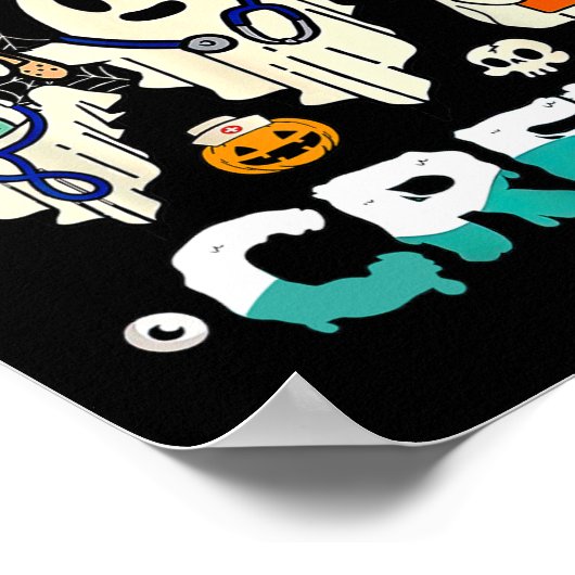 Shift Boo Boo Crew Nurse Ghost Halloween Nurses Rn Poster (Ecke)