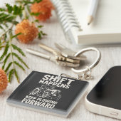 Shift Happens Keep Plowing Forward- Funny Tractor Schlüsselanhänger (Vorderseite rechts)