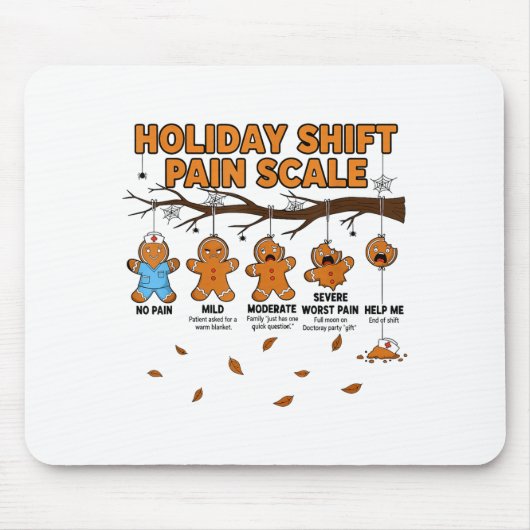 Shift Nurse Pain Scale Funny Gingerbread Rn Christ Mousepad (Vorne)