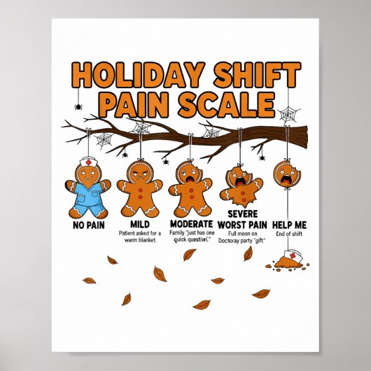 Shift Nurse Pain Scale Funny Gingerbread Rn Christ Poster (Vorne)