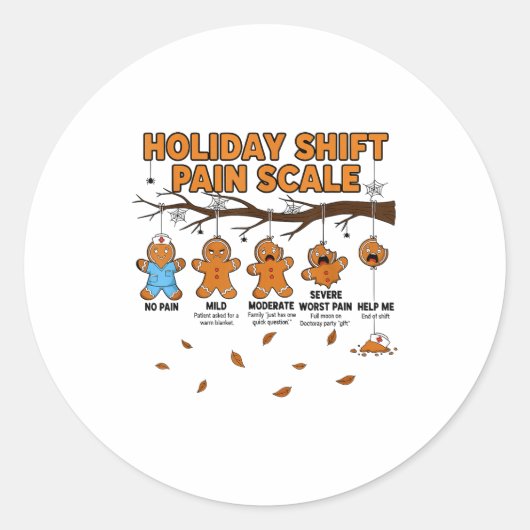Shift Nurse Pain Scale Funny Gingerbread Rn Christ Runder Aufkleber (Vorderseite)
