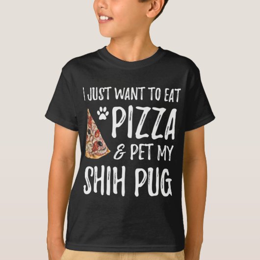 Shih Mops Dog Lover Pizza Funny Dog Mama Geschenk T-Shirt (Vorderseite)