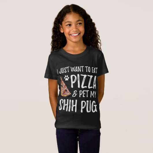 Shih Mops Dog Lover Pizza Funny Dog Mama Geschenk T-Shirt (Vorne ganz)
