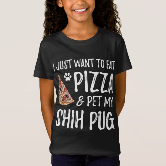 Shih Mops Dog Lover Pizza Funny Dog Mama Geschenk T-Shirt (Vorderseite)