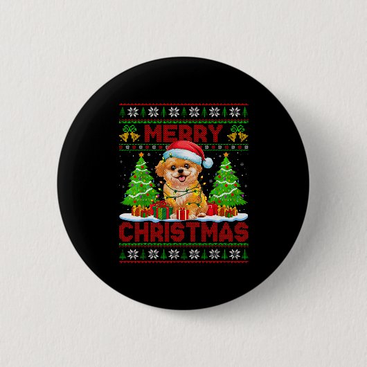 Shih O Ugly Christmas Sweaters Funny Pet Dog Light Button (Vorderseite)