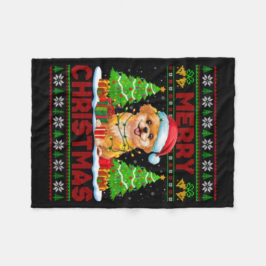 Shih O Ugly Christmas Sweaters Funny Pet Dog Light Fleecedecke (Vorderseite (Horizontal))