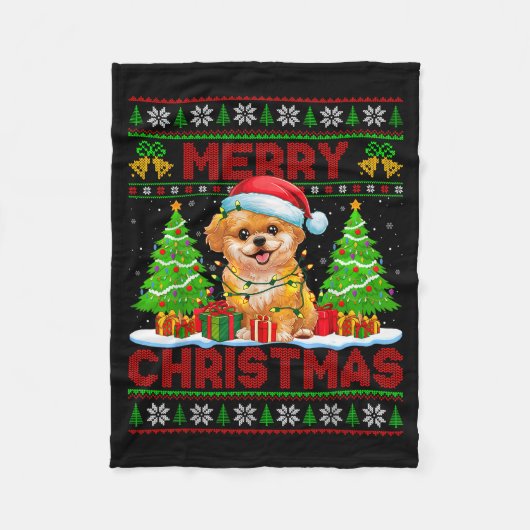 Shih O Ugly Christmas Sweaters Funny Pet Dog Light Fleecedecke (Vorderseite)