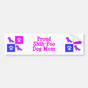 Shih-Poo-Hund-Silhouette Hot Pink und Blue Best Ma Autoaufkleber