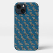 Shih-Poo Niedlich Dog Silhouette Grid Blue iPhone Hülle (Rückseite)