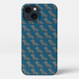 Shih-Poo Niedlich Dog Silhouette Grid Blue iPhone 13 Hülle