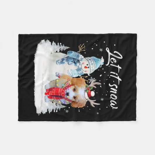 Shih Poo Santa Dog Weihnachtsschneemann Xmas Pajam Fleecedecke (Vorderseite (Horizontal))