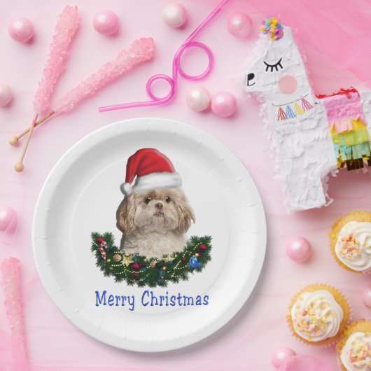 Shih-Tsu Dog Weihnachtsartikel Pappteller (Party)
