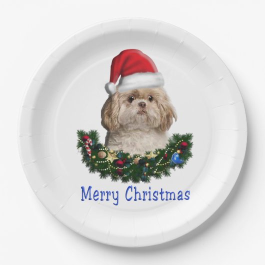 Shih-Tsu Dog Weihnachtsartikel Pappteller (Vorderseite)