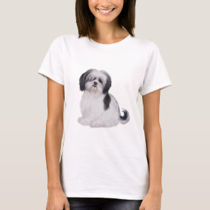 Shih tzu (A) - schwarz und weiß T-Shirt