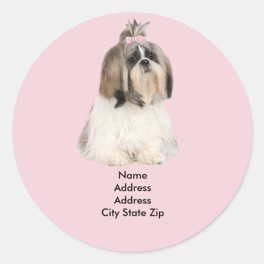 Shih Tzu Address Label Runder Aufkleber (Vorderseite)