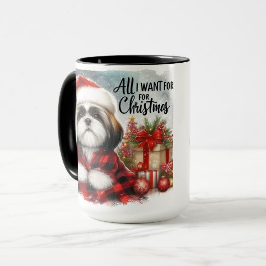 Shih Tzu Alles, was ich für Weihnachten Kaffee Tas Tasse (Vorderseite Links)
