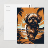 Shih-tzu am Strand Postkarte (Vorne/Hinten)