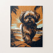 Shih-tzu am Strand Puzzle (Vertikal)