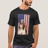 Shih Tzu American Flag Hund trägt Gesichtsmaske 4. T-Shirt (Vorderseite)