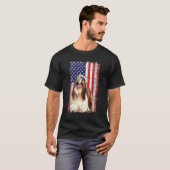 Shih Tzu American Flag Hund trägt Gesichtsmaske 4. T-Shirt (Vorne ganz)