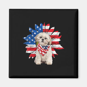 Shih Tzu American Flag Sonnenblume Hund liebt 4. Magnet