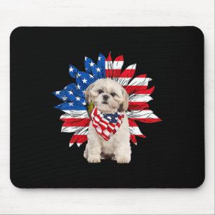 Shih Tzu American Flag Sonnenblume Hund liebt 4. Mousepad
