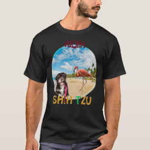 Shih Tzu &amp Flamingo Relaxe im Sommer T-Shirt